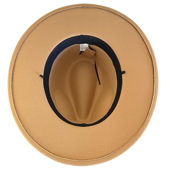 Camel Tan Felt Gold Tone Chain Band Fedora Hat NWT main image 9